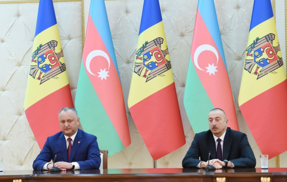 Pressekonferenz von Präsident Ilham Aliyev und Präsident Igor Dodon