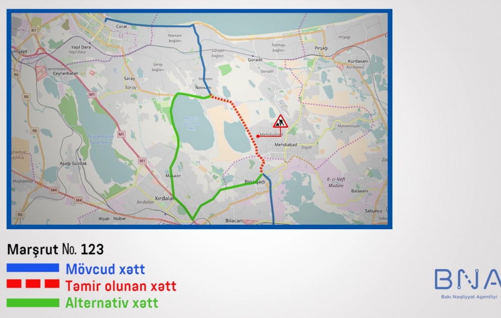 123 nömrəli marşrutun hərəkət sxemi müvəqqəti dəyişdirilib