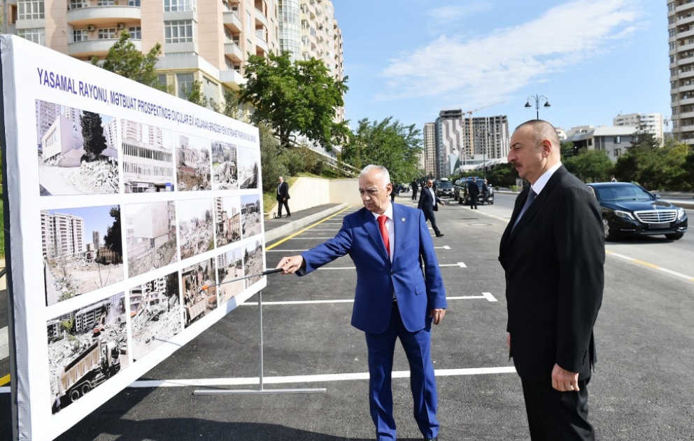 President Ilham Aliyev viewed newly built park in Yasamal district