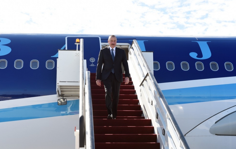 President Ilham Aliyev arrived in Latvia for official visit