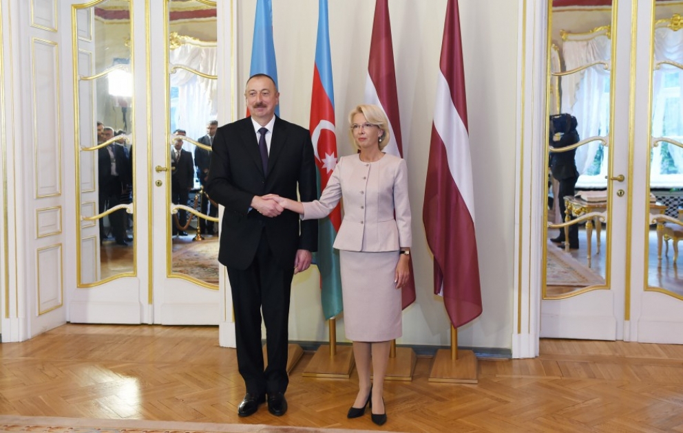 President Ilham Aliyev met with Speaker of Latvian Saeima