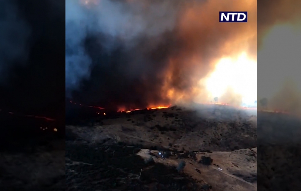California wildfires rage, helmet cam footage