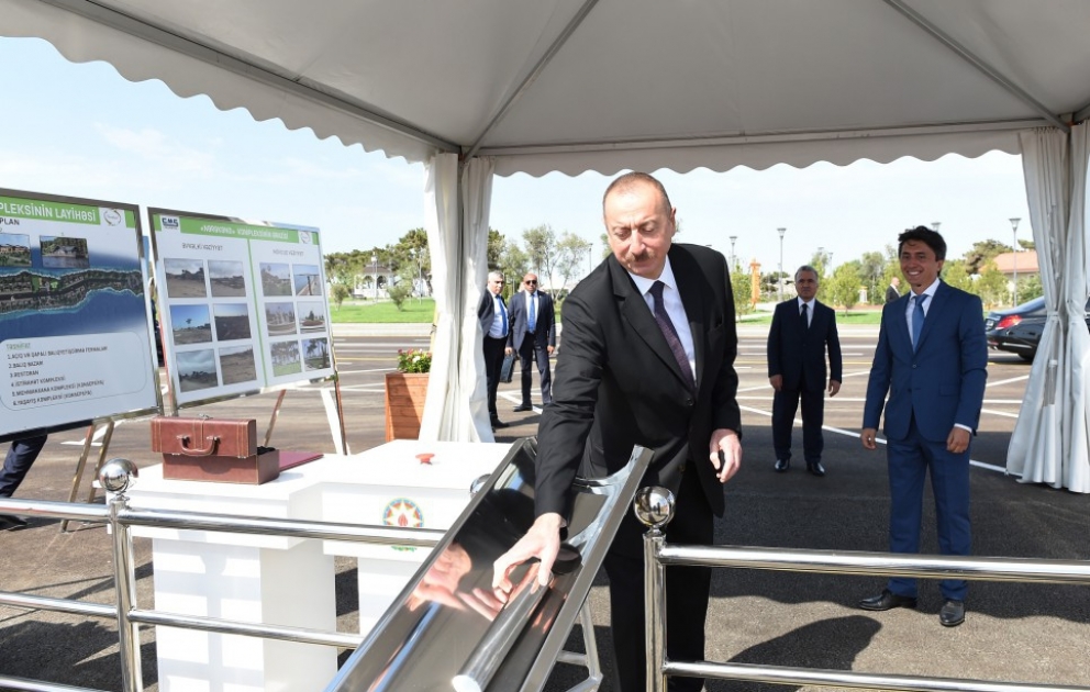 President Ilham Aliyev laid foundation of fish hatcheries in Pirallahi district