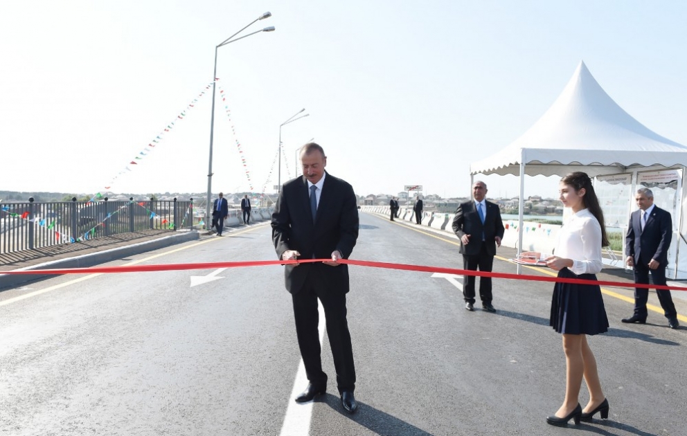 President Ilham Aliyev attended opening of newly reconstructed Pirshaghi-Novkhani and Binagadi-Novkhani-Jorat highways