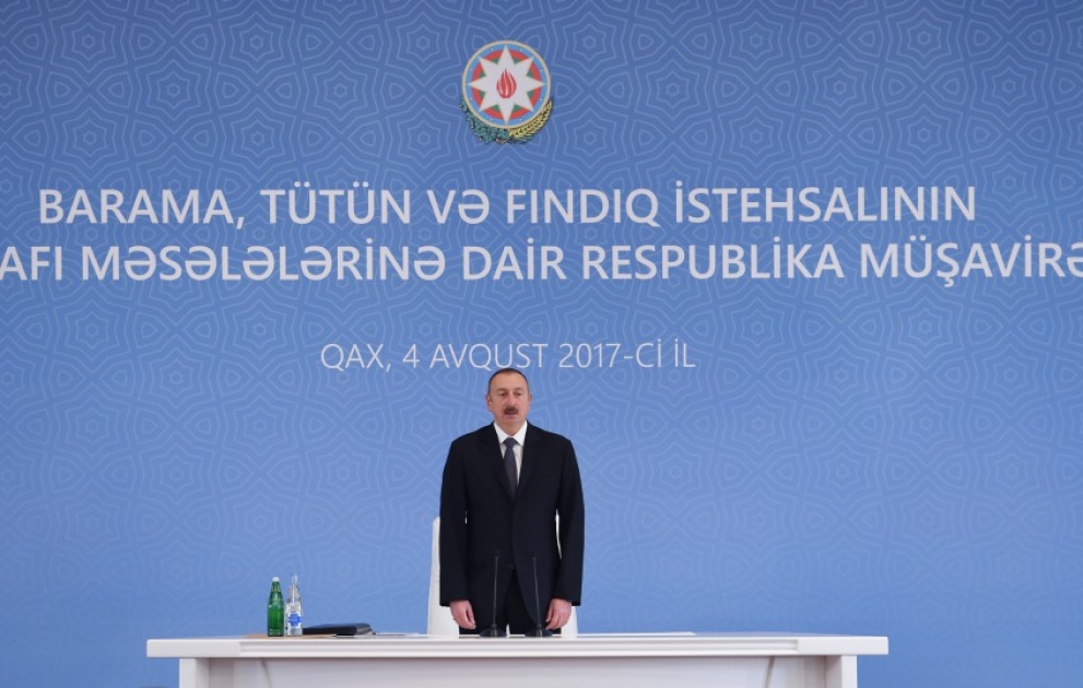 Gakh: Beratung unter Vorsitz von Staatspräsident gewidmet Entwicklung von Haselnusskultur, Seiden-und Tabakbau in Regionen des Landes