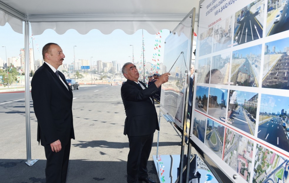 President Ilham Aliyev attended opening of new roads in Sovetski area