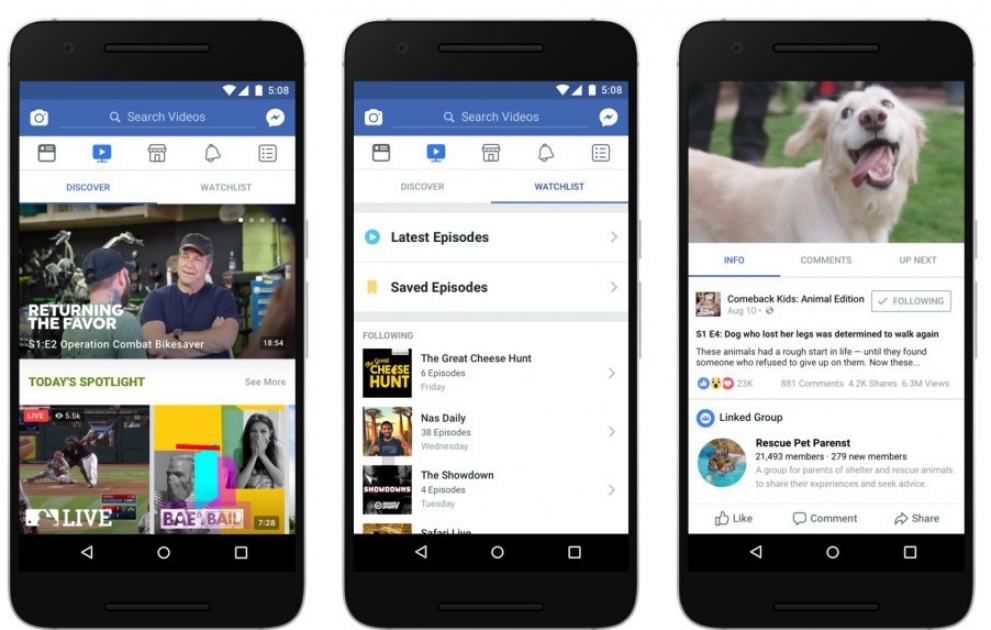 “Facebook” yeni “Watch” videoservisini təqdim edib