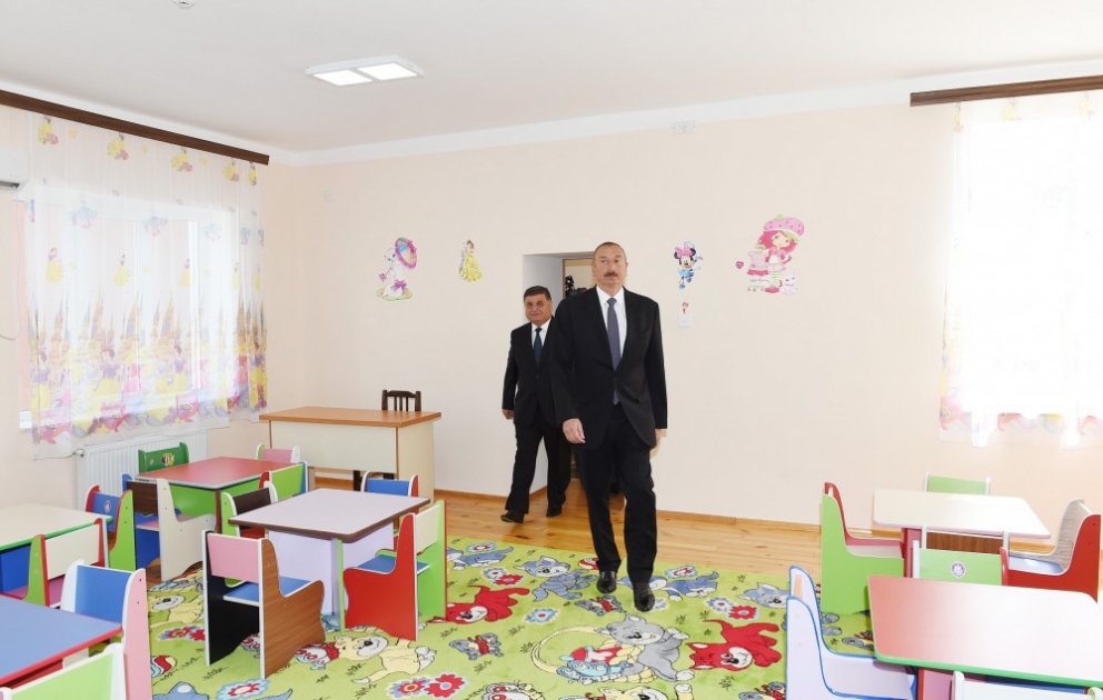 President Ilham Aliyev attended opening of newly renovated orphanage-kindergarten in Goygol