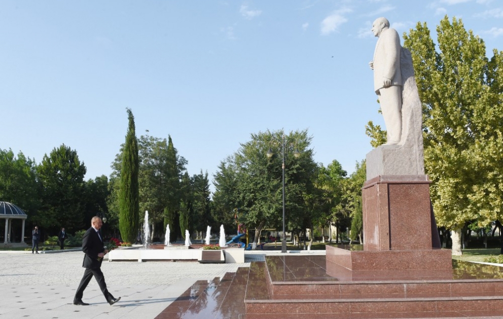 Staatspräsident Ilham Aliyev im Rayon Samukh