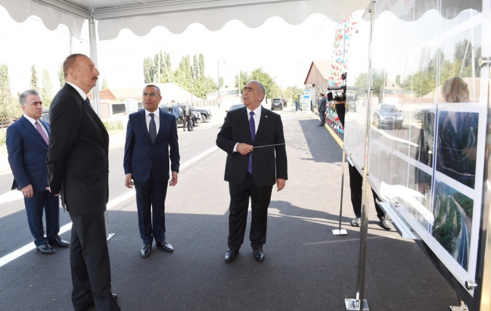 Prezident İlham Əliyev Şəmkir-Yeni Göyçə-Dağ Cəyir avtomobil yolunun açılışında iştirak edib