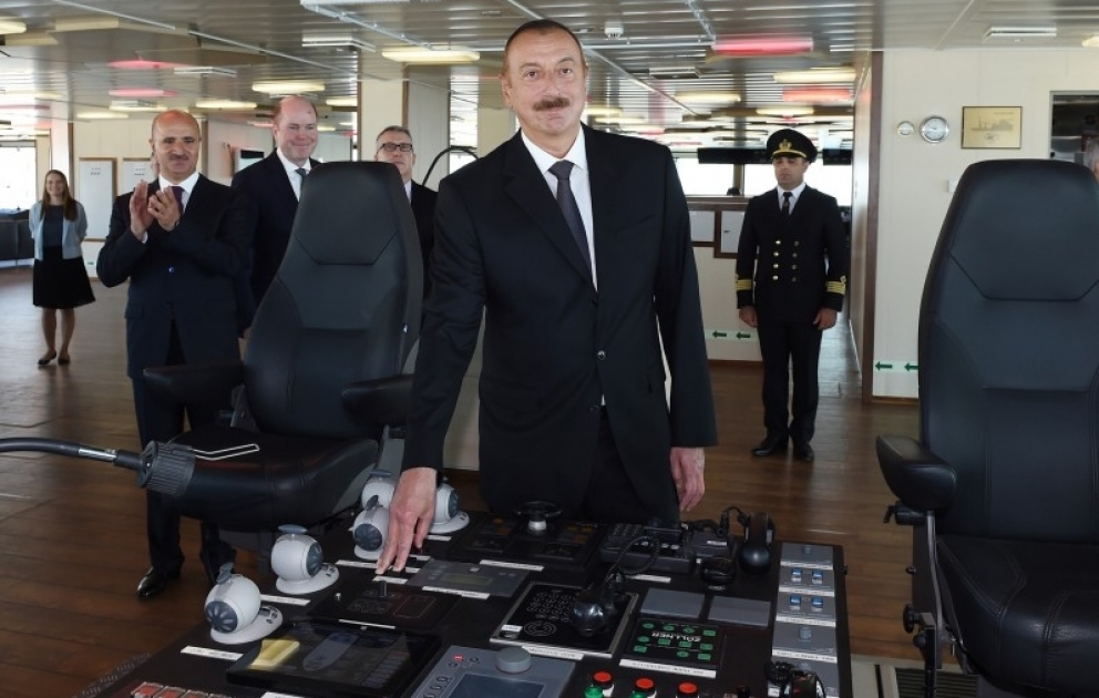 President Ilham Aliyev attended launch of Khankendi subsea construction vessel