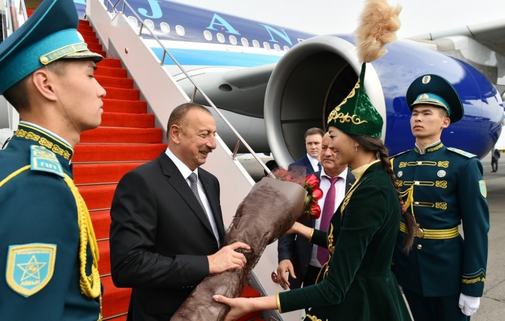 President Ilham Aliyev arrived in Kazakshtan for working visit