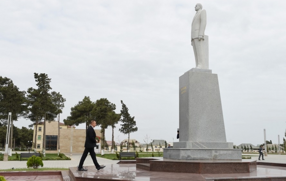 President Ilham Aliyev arrived in Neftchala district for visit