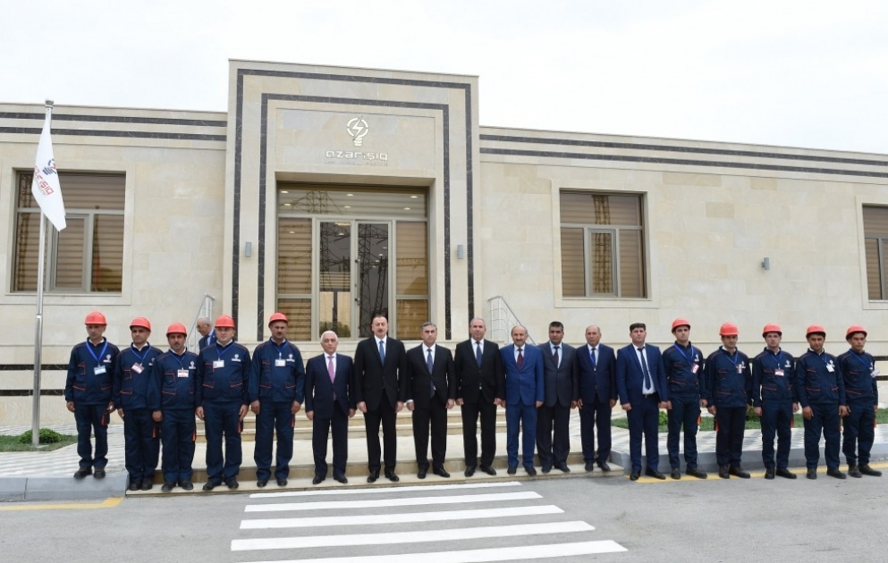 Staatspräsident Ilham Aliyev weiht Umspannwerk "Garagaschli" im Rayon Salyan ein