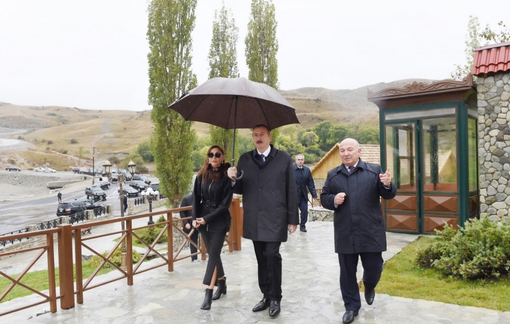 President Ilham Aliyev viewed works done in Damirchi village in Shamakhi