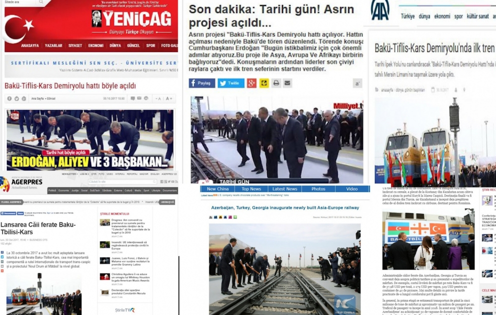 Dünya mətbuatı və KİV-ləri Bakı-Tbilisi-Qars dəmir yolu xəttinin açılış mərasimini geniş işıqlandırıb