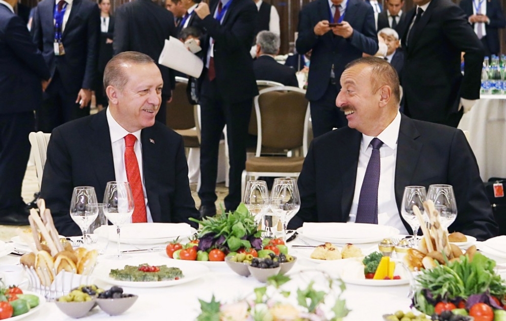 Reception was hosted for participants of opening ceremony of Baku-Tbilisi-Kars railway 
President Ilham Aliyev and first lady Mehriban Aliyeva attended the reception