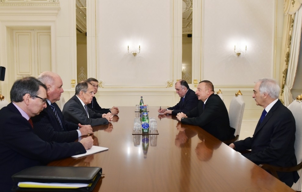 President Ilham Aliyev received delegation led by Russian FM