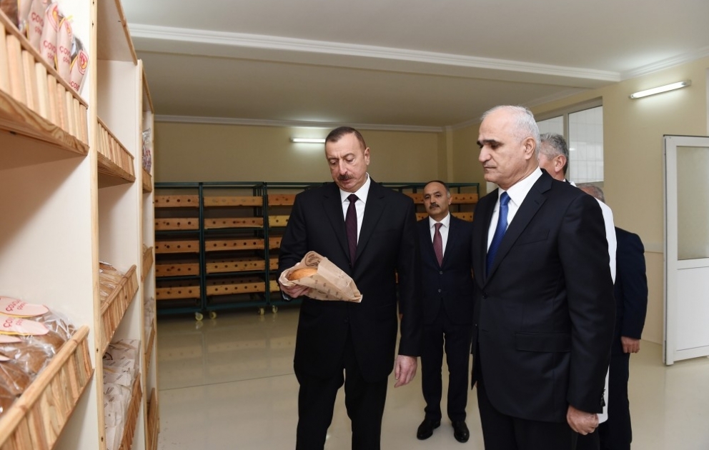 President Ilham Aliyev attended opening of bread and flour plant in Aghjabadi district