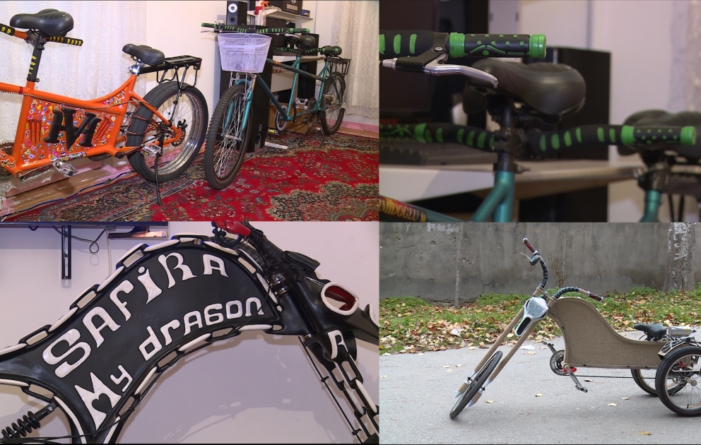 Azərbaycanlı velodizayner 7 təkərli velosiped hazırlayıb