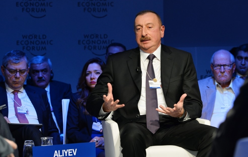 Prezident İlham Əliyev Davos Dünya İqtisadi Forumu çərçivəsində keçirilən “Strateji baxış: Avrasiya” mövzusunda interaktiv iclasda iştirak edib