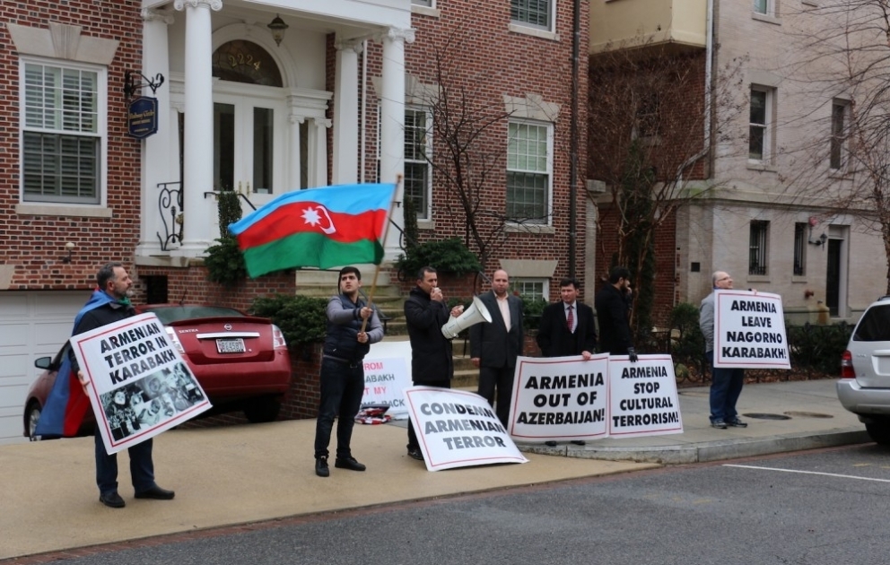 Protest rally dedicated to the anniversary of Khojaly genocide held outside the Armenian Embassy in Washington