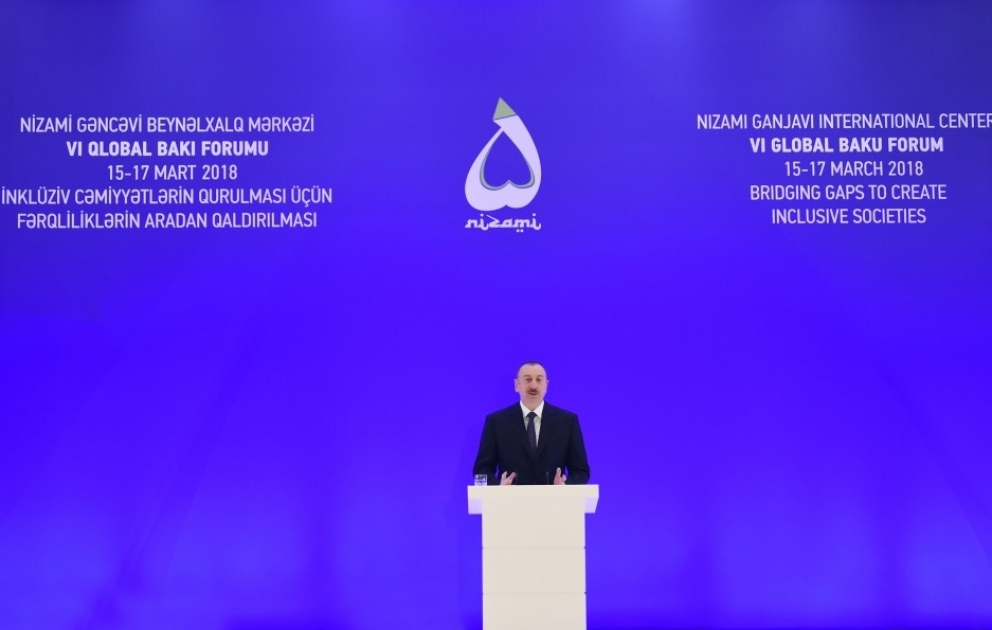 Le président Ilham Aliyev a participé à l’ouverture du Forum global de Bakou