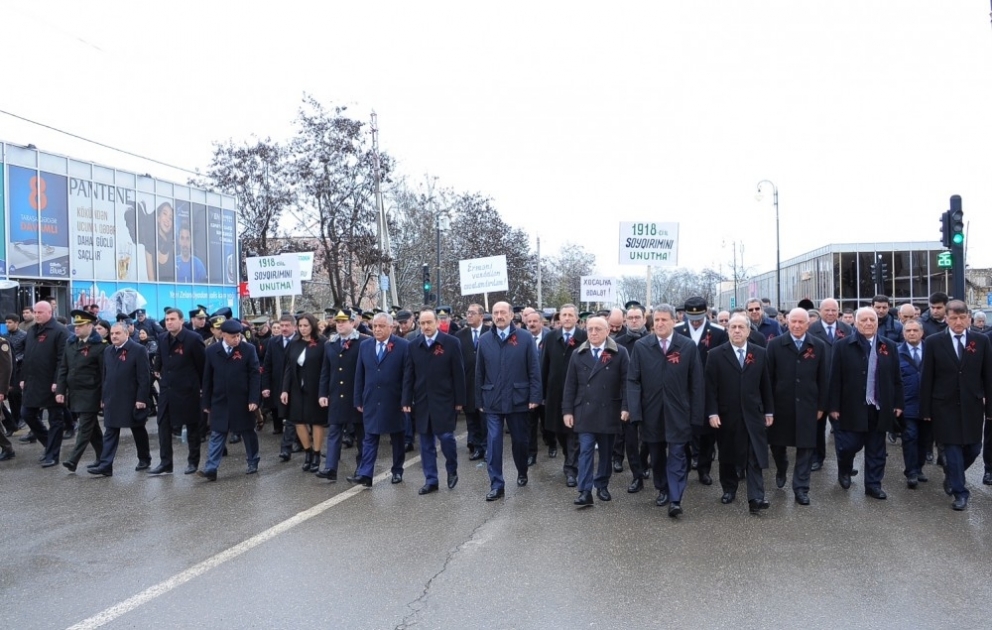 Thousands of Azerbaijanis march to Guba Genocide Memorial Complex