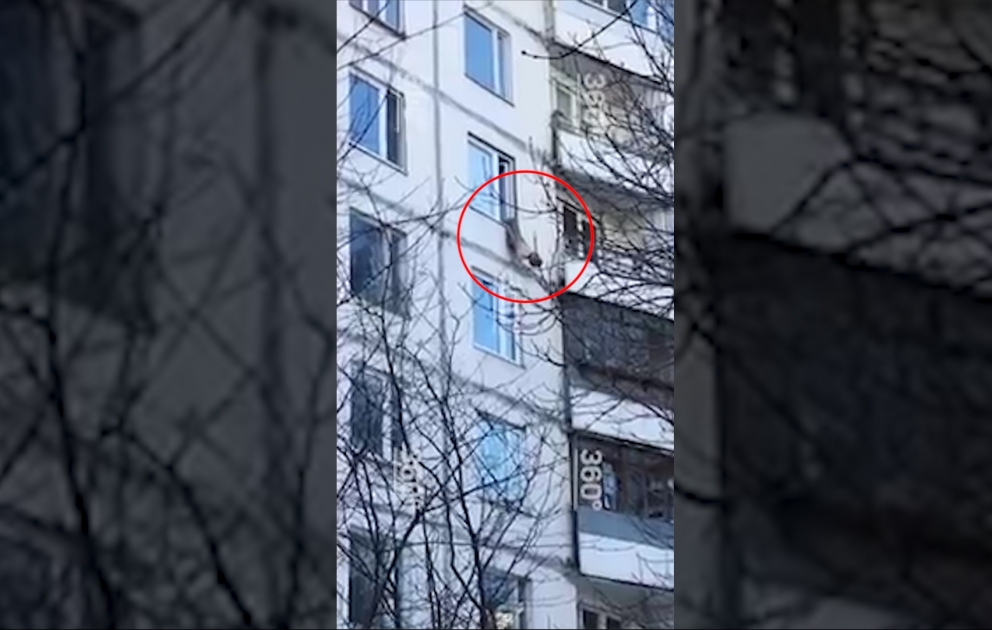 Выпавшая в окно пенсионерка спаслась, зацепившись за карниз