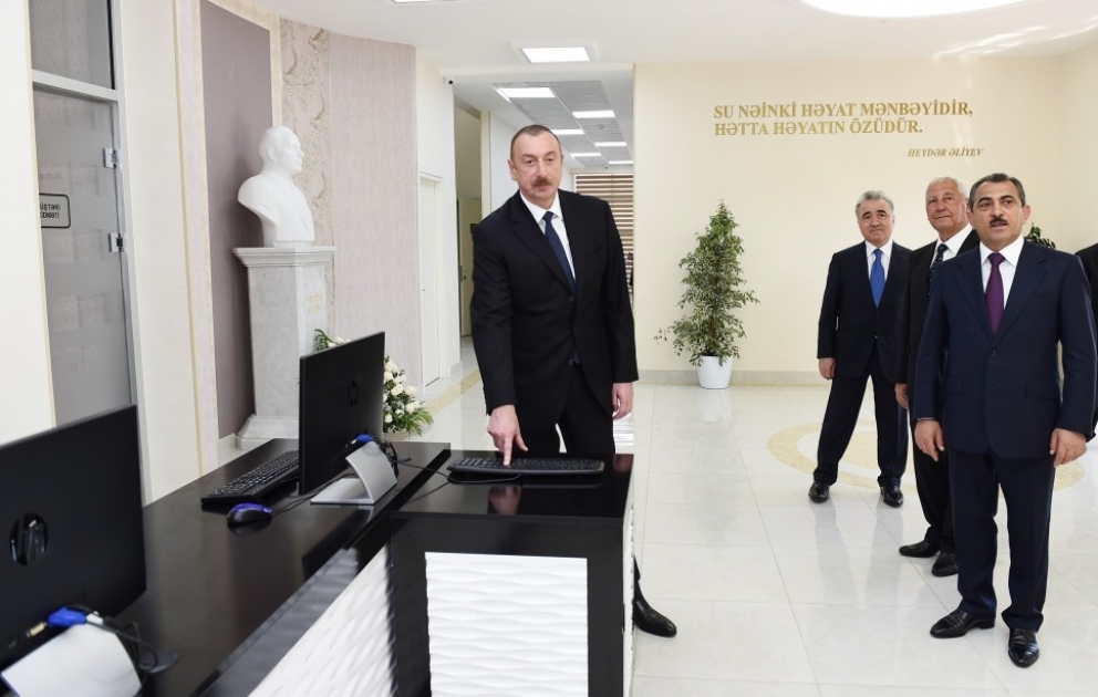 Prezident İlham Əliyev Xaçmaz şəhərinə içməli suyun verilməsi mərasimində iştirak edib