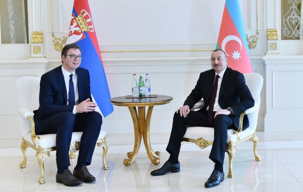 Azerbaijani President Ilham Aliyev and Serbian President Aleksandar Vucic held one-on-one meeting
