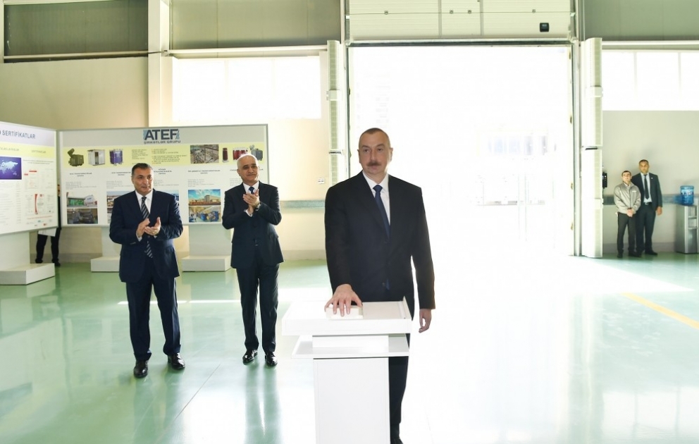 Prezident İlham Əliyev Bakıda yüksəkgərginlikli avadanlıqlar zavodunun açılışında iştirak edib