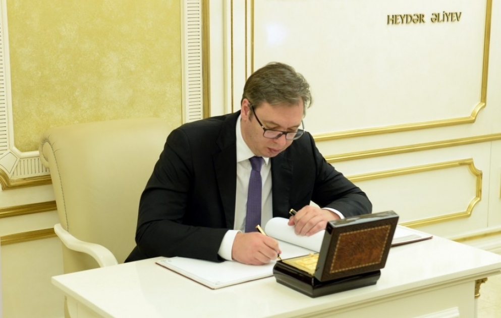 Serbiya Prezidenti Aleksandr Vuçiç Milli Məclisdə olub