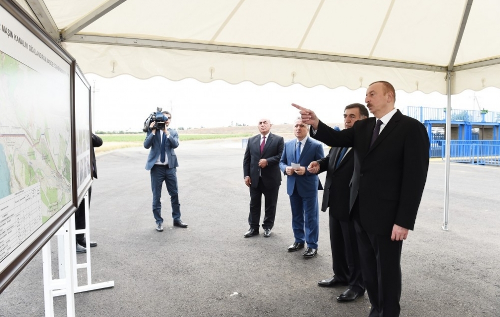 Inauguration de l’intersection du canal d’irrigation magistral Chemkir-Samoukh-Goranboy avec la route de la Soie