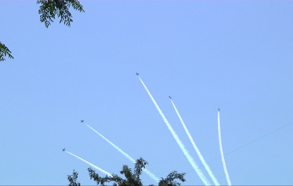 Military airplanes conduct flights over Baku
