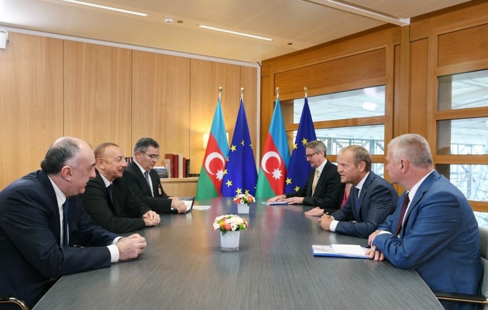 President Ilham Aliyev met with President of European Council in Brussels