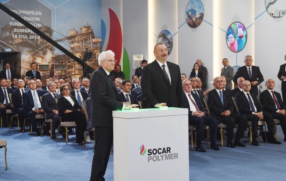 Состоялось открытие полипропиленового завода, построенного в рамках проекта SOCAR Polymer в Сумгайытском химическом промышленном парке 
В открытии приняли участие Президент Азербайджана Ильхам Алиев и Президент Италии Серджо Маттарелла
