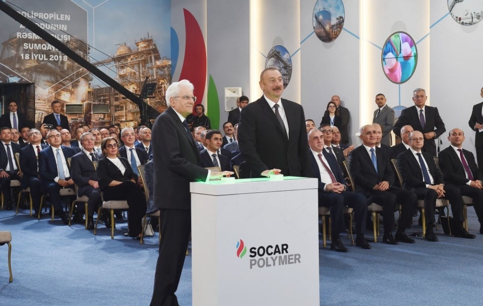 Azerbaijani President Ilham Aliyev, Italian President Sergio Mattarella attended inauguration of polypropylene plant constructed in Sumgayit Chemical Industrial Park under SOCAR Polymer project