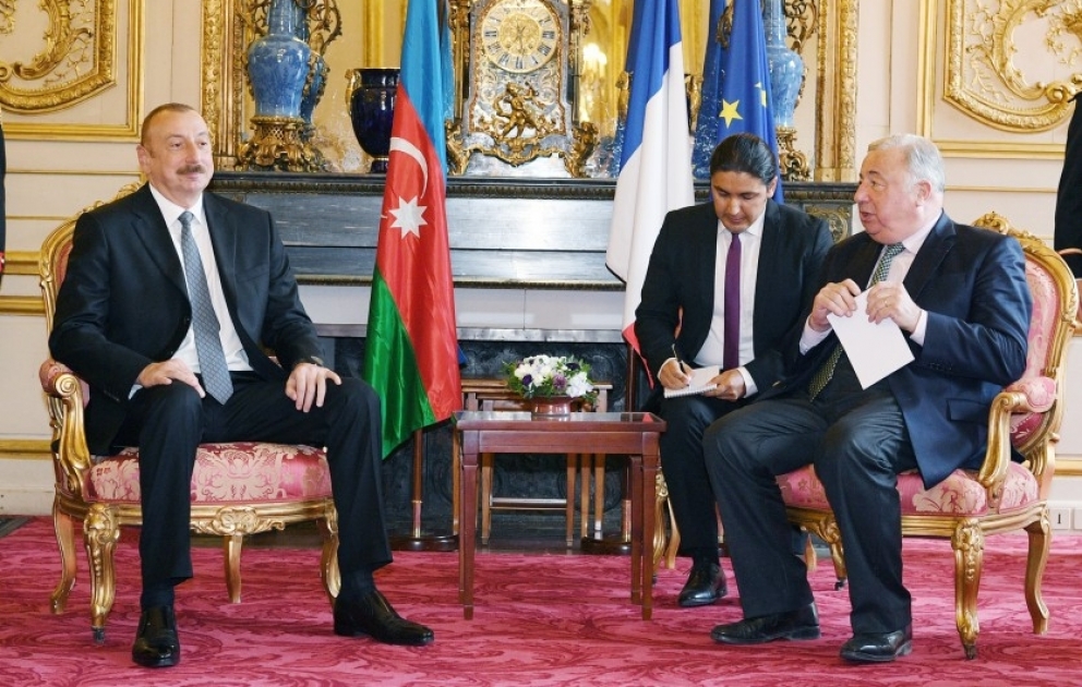 Le président azerbaïdjanais rencontre le président du Sénat français