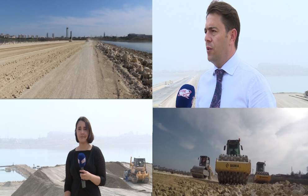 Böyükşor gölünü iki hissəyə bölən yolun tikintisi davam edir - REPORTAJ