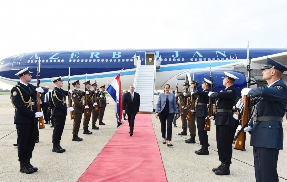 President Ilham Aliyev arrived in Croatia for official visit