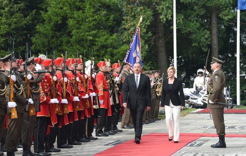 Offizieller Empfang von Staatspräsident Ilham Aliyev in Zagreb