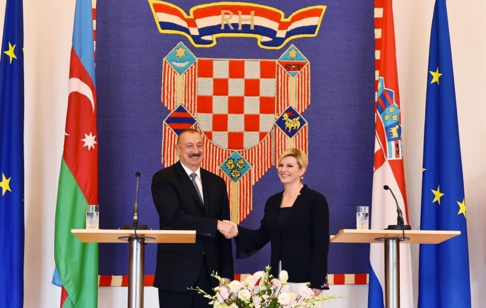 Azerbaijani and Croatian presidents made press statements