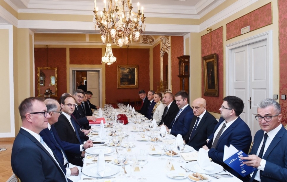 President Ilham Aliyev, Croatian Prime Minister Andrej Plenkovic had working dinner