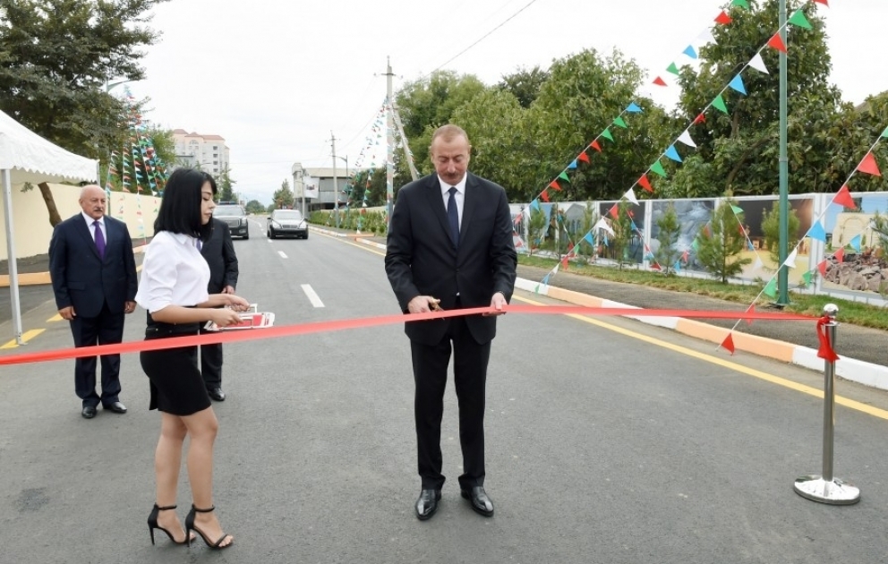 President Ilham Aliyev inaugurated newly-reconstructed Shatiroba-Hishkadara-Miyanku-Kubin-Birinji Samidkhanli-Khallijali-Eminli-Mammadkhanli highway in Masalli