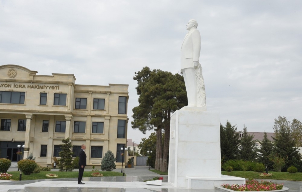 President Ilham Aliyev arrived in Bilasuvar district for visit