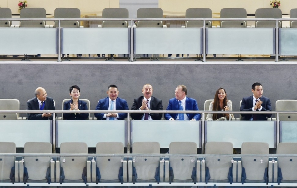 Judo-WM in Baku: Aserbaidschans Judoka Ushangi Kokauri holt Silber 
Präsident Ilham Aliyev verfolgt Wettkämpfe