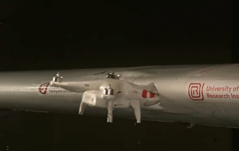 What happens when a drone hits an airplane-crash test