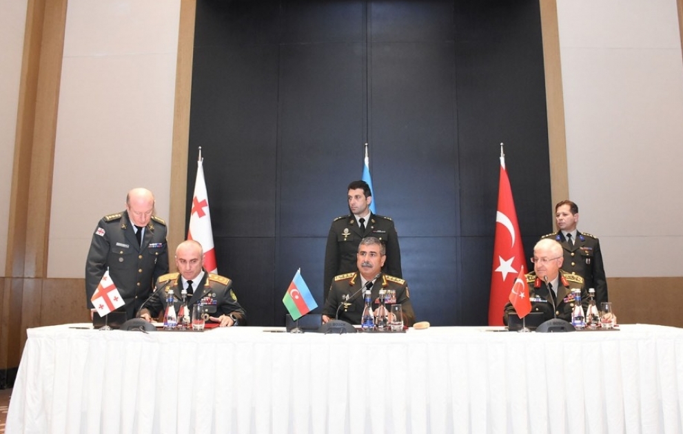 Azerbaijan’s Defense Minister, chiefs of general staffs of Turkey and Georgia sign joint protocol on results of trilateral meeting