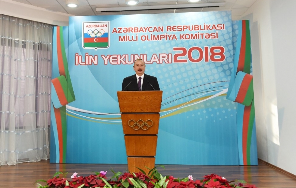 Azərbaycan Prezidenti İlham Əliyev 2018-ci ilin idman yekunlarına həsr olunan mərasimdə iştirak edib